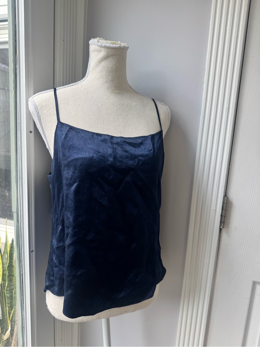 Navy Satin Cami Top